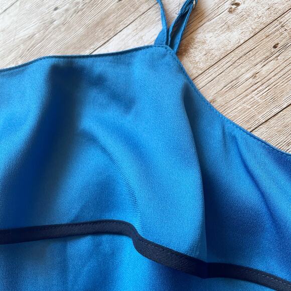 Ann Taylor Cami Top Bright Blue Flounced Ruffle Spaghetti Strap Size XS New - Picture 5 of 12